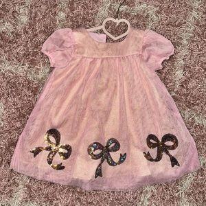 Toddler Pink Dress with Sequin Bows
